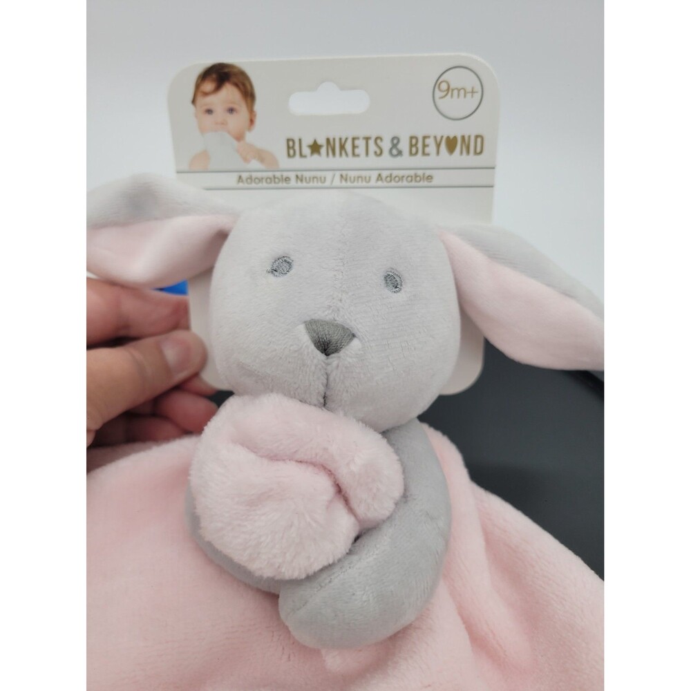 Blankets & Beyond Gray Bunny Rabbit Plush White Security Blanket Lovey 14”x15”